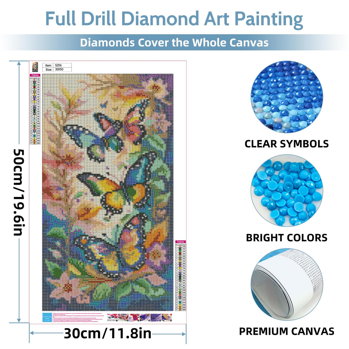 Ycydilirab Butterfly Diamond Painting Kits for Adults-Diamond Art Kits Full Drill,Butterfly Gem Painting Crafts for Adults Home Wall Decor,DIY 5D Gem Art Butterflys Perfect for Relaxation 12x20inch Ycydilirab