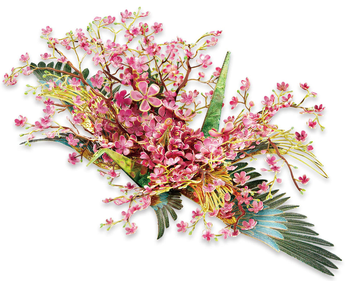 Piececool 3D Metal Model Puzzles for Adults, Peach Blossom Wish Cranes Model Building Kits, Brain Teaser Puzzle Beautiful DIY Craft Kits Great Birthday, 65Pcs Piececool