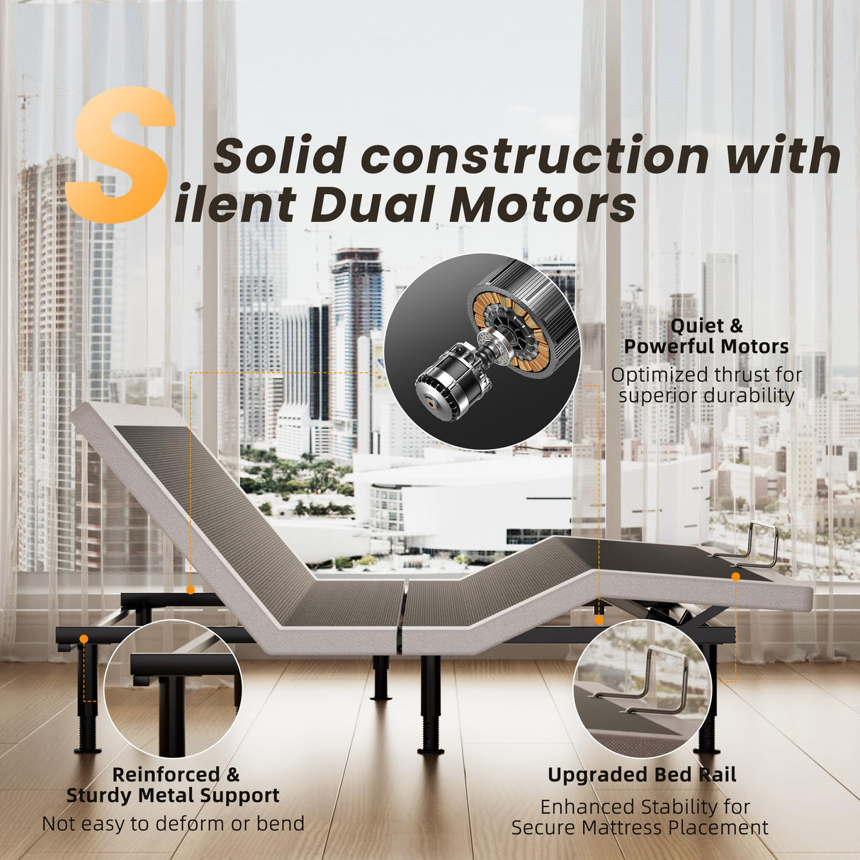 Yireehome Adjustable Bed Frame King Size with Wireless Remote, USB, Head Foot Incline, Underbed Light, Zero Gravity, Heavy Duty Platform Bed Base Yireehome