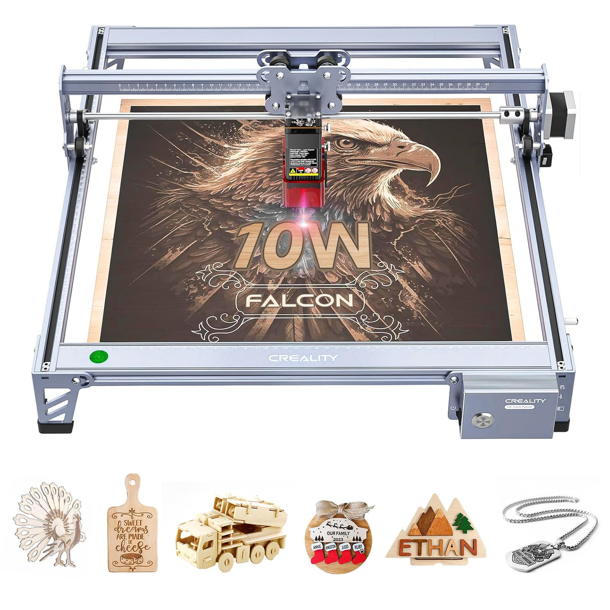 Creality Laser Engraver, 10W Laser Cutter with 0.06mm Light Spot, High Accuracy 3D Engraving Machine, DIY CNC Machine for Wood and Metal, Acrylic, Leather, etc (Falcon 10W) Creality