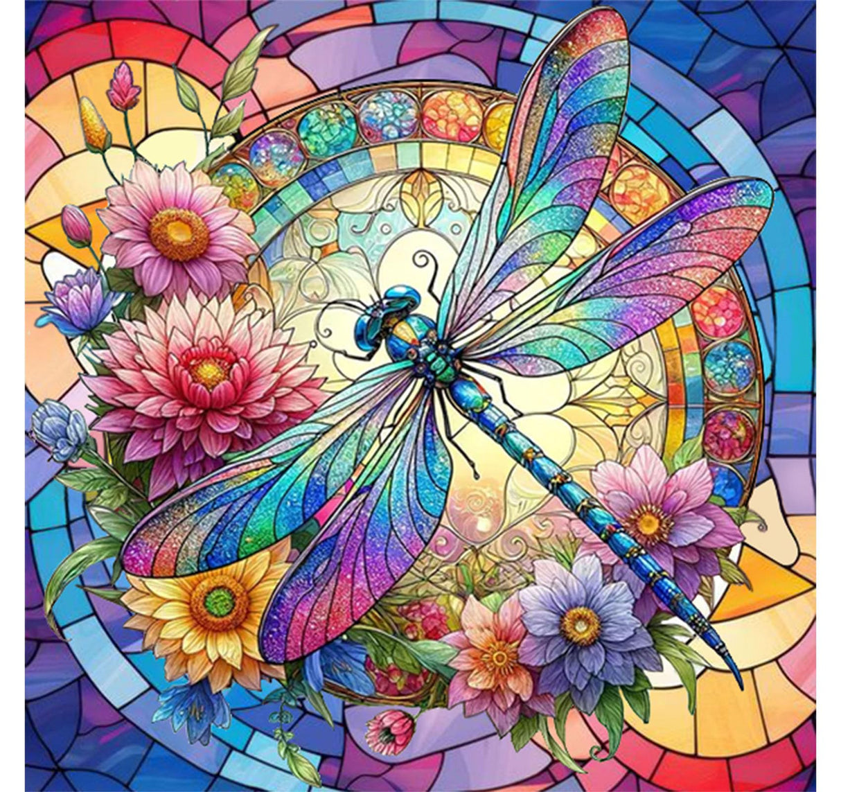 xackcme Dragonfly Paint by Numbers for Adults - Stained Glass Paint by Number on Canvas Without Frame, DIY Oil Painting for Gift Home Wall Decor (16x16 inch) xackcme