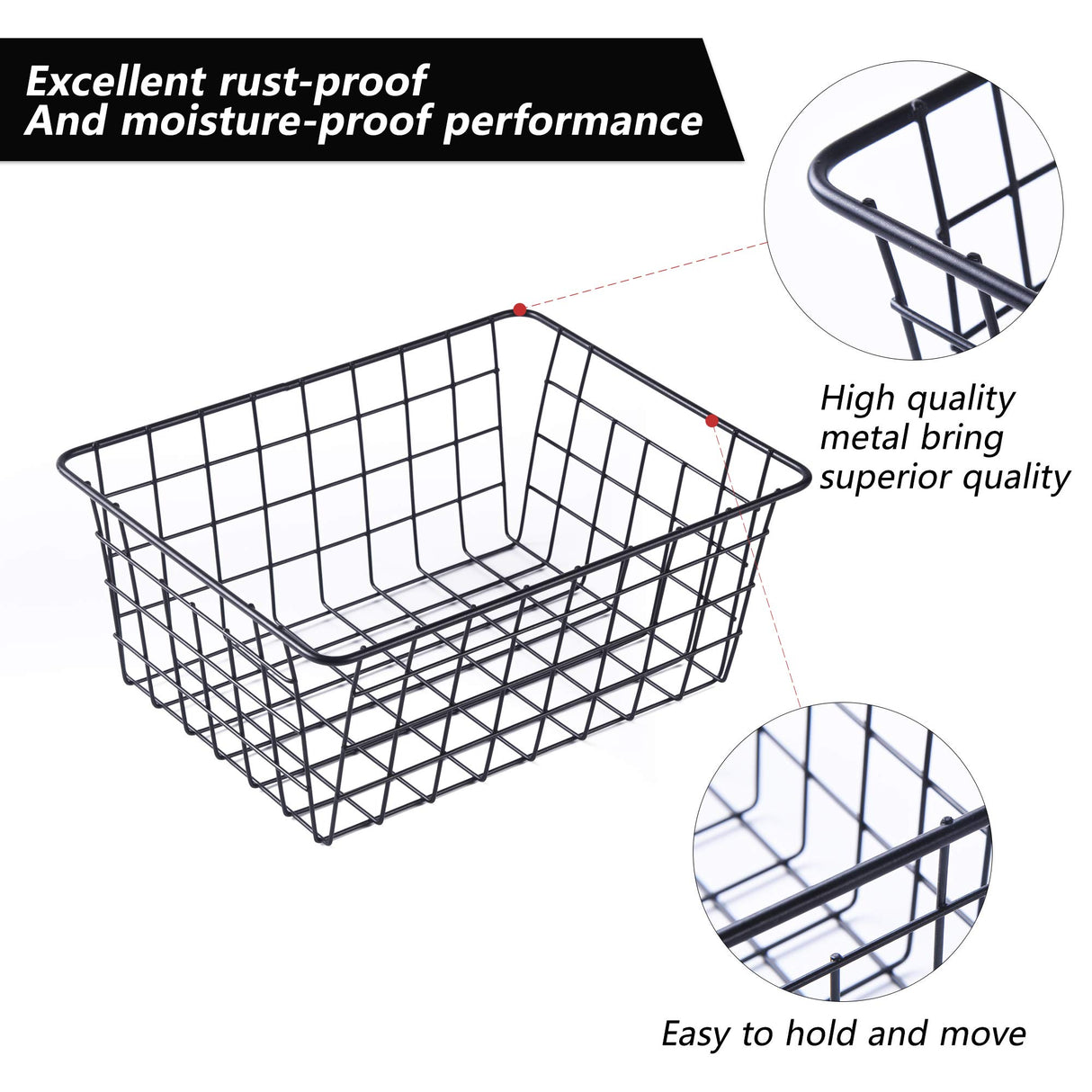 Wire Baskets for Organizing Household 4 Pack Pantry Baskets For Storage Pantry Wire Black Metal Storage Bins Beimu