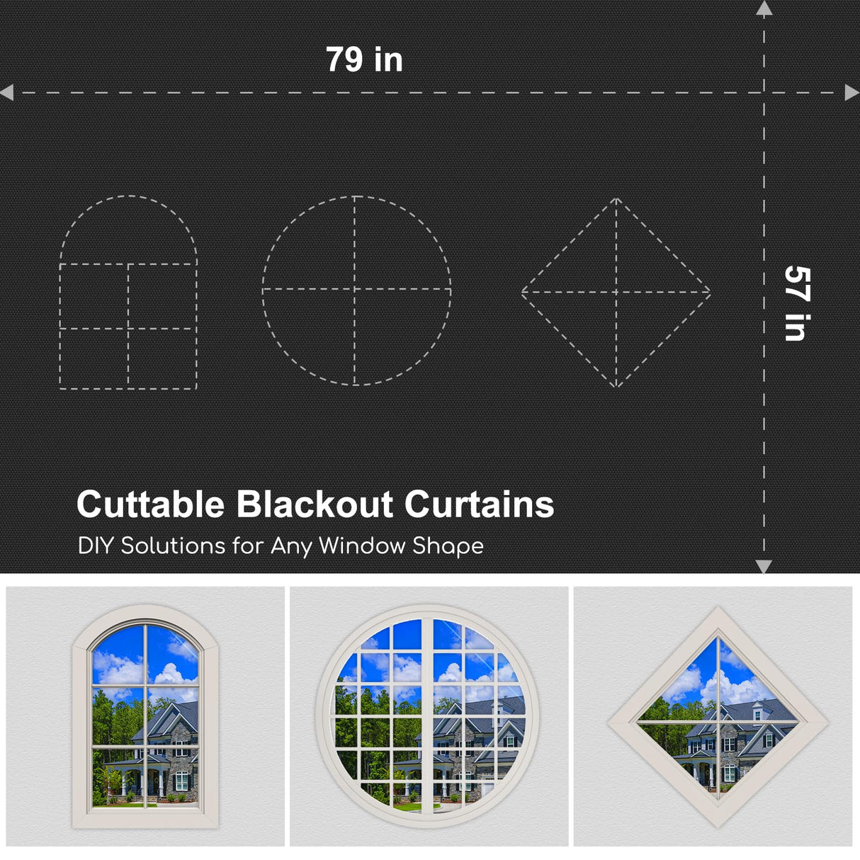 Blackout Curtains for Bedroom - 79" x 57" Portable Blackout Blinds Curtain for Any Windows -100% Blackout Shades Window Film -Temporary Blackout Shades for Baby Nursery,Dorm Room,Travel or Office Use EUHAMS