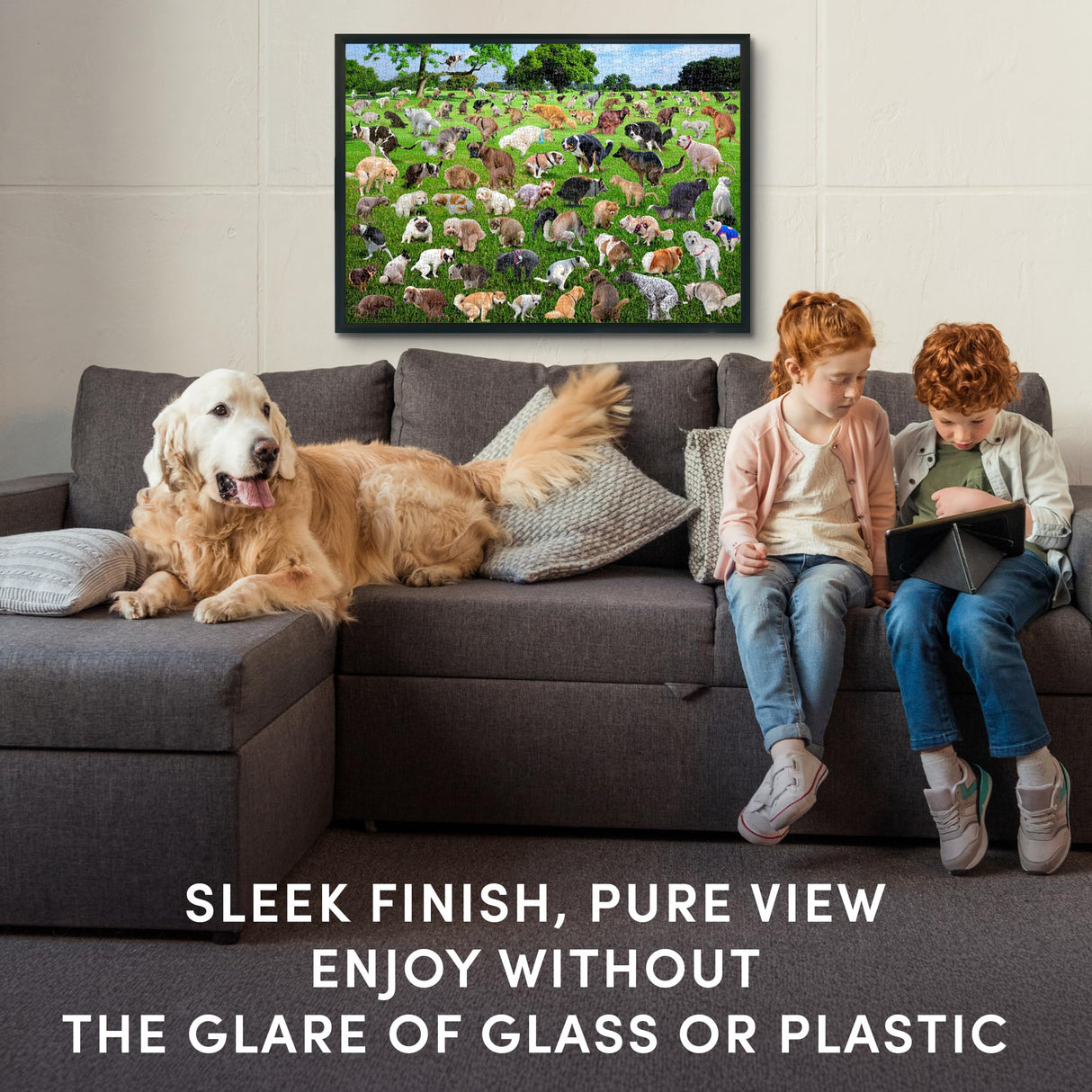 Funwares 20x27 Puzzle Frame – Sleek Matte Black Finish, Easy Assembly, No Glass/Plastic Cover Included, Lightweight Frame, Fits Most 1000 Piece Puzzles, Secure Fit with Built-In Hanging Hooks Funwares