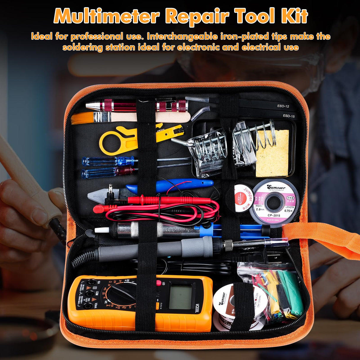 Jadeshay 80W Soldering Iron Kit with Multimeter, Adjustable Temperature, Digital Display - Perfect for Electronics Repair Jadeshay