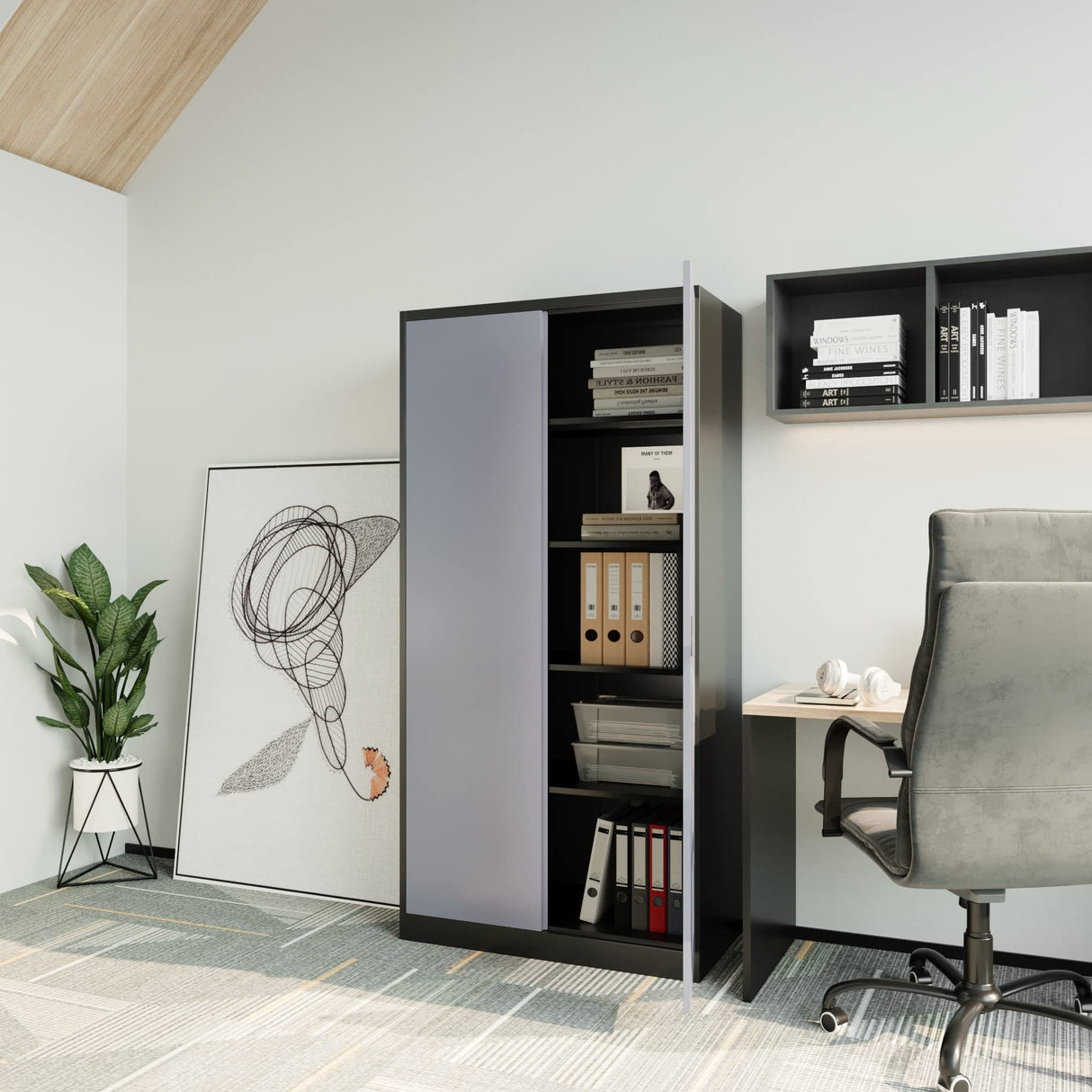 STANI Garage Storage Cabinet, Metal Storage Cabinet with 4 Adjustable Shelves, 71" Steel Lockable File Cabinet, Locking Steel Storage Cabinet for Office,Home,Garage,Gym,School STANI