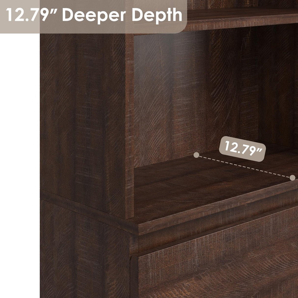 GarveeHome 70" Tall Bookcase with Drawers, Bookshelf w/ 3 Tier Open Shelves & 3 Storage Drawers, Modern Deep Storage Book Shelf Storage Cabinet Organizer for Living Room Office Library (Brown) GarveeHome