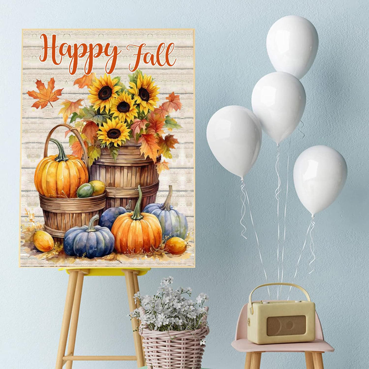 MjhRcll Fall Diamond Painting Kits for Adults,Autumn Diamond Art Kits Full Round Drill,Pumpkins and Sunflowers Picture Paint by Diamonds for Gift and Holiday Decor 12X16 Inch MjhRcll