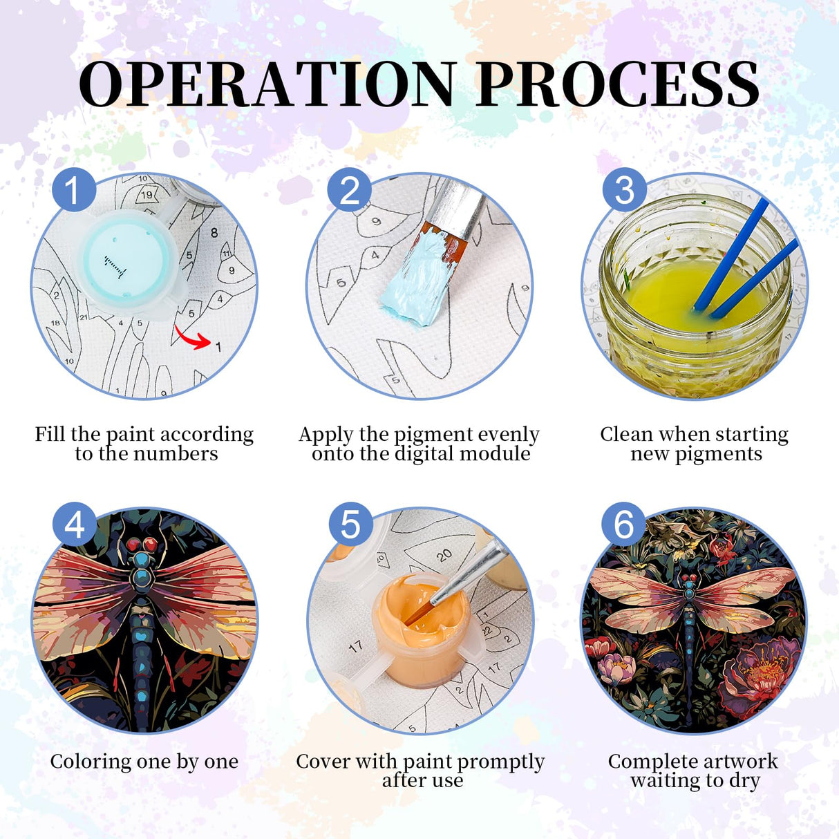 Camocin Paint by Numbers Kit for Adults - Dragonfly Adult Paint by Number Kits on Canvas Without Frame for Beginner, Flowers Oil Painting by Numbers Kit for Gift Home Wall Decor 16x16 Inch Camocin