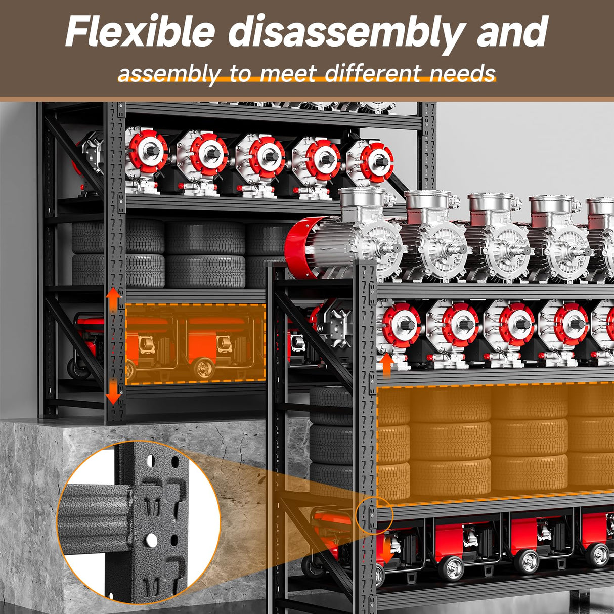 ZAOUS 3000LBS Storage Shelves,48" W Garage Shelving Heavy Duty 4 Tier Metal Storage Rack Shelf,Industrial Shelving Adjustable Shelf for Basement Warehouse 48" W x 24" D x 70" H,Black ZAOUS