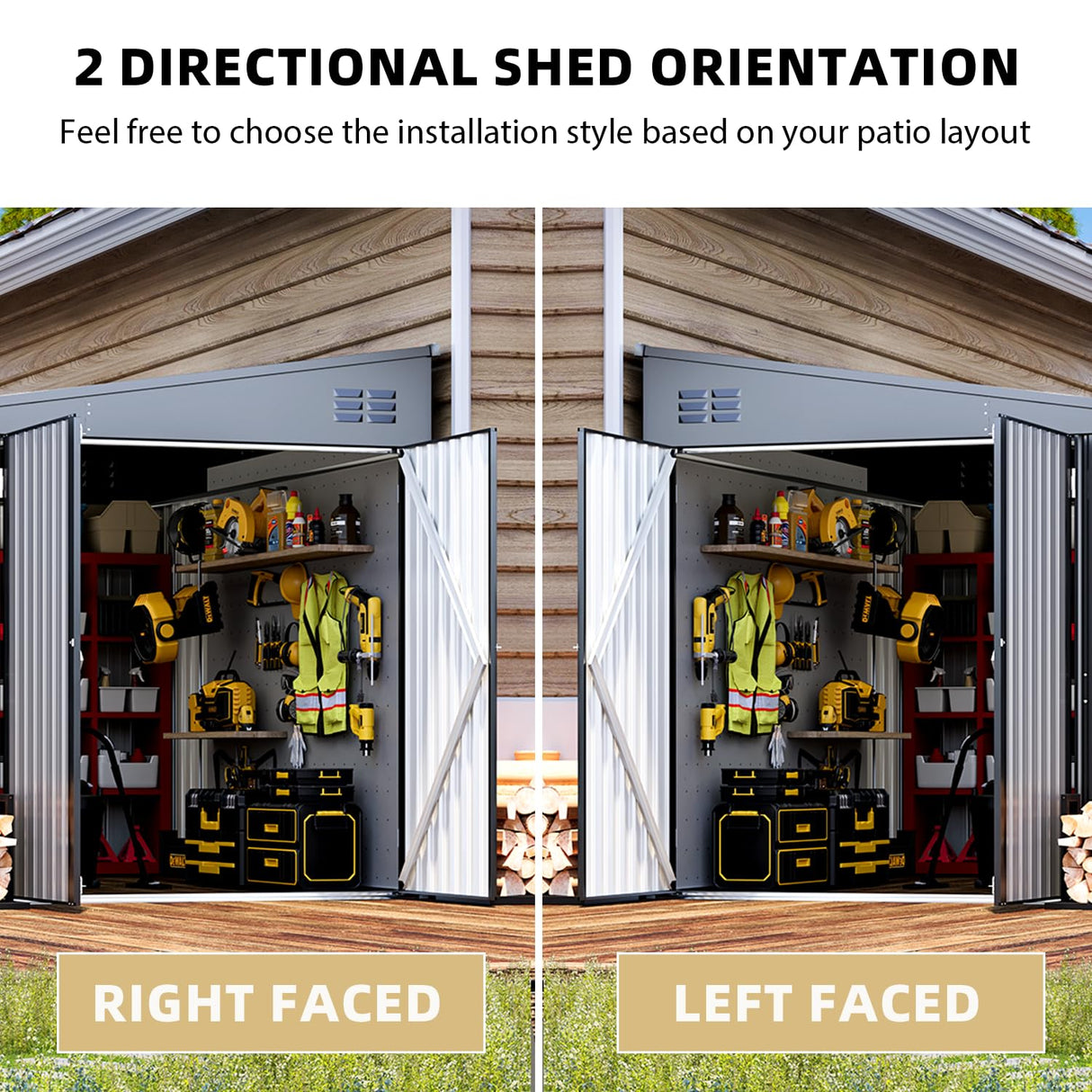 AECOJOY Shed Lean to Storage Shed, Large Outdoor 8' x 10' Metal Wall Side Bike Shed & Outdoor Storage, Garden Storage Cabinet for Backayrd, Patio and Outdoor Use in Dark Grey AECOJOY