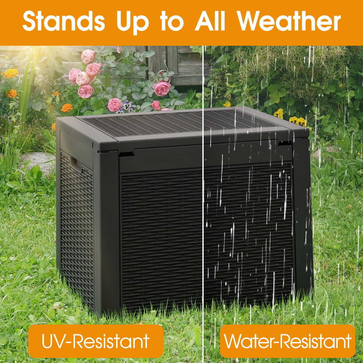 NUNU LAB 31 Gallon Outdoor Storage Box Waterproof,Indoor Outside Deck Box,Backyard Storage Bin For Package Delivery,Garden Tools,Patio Cushions,Pool Accessories,Storage Bench Lockable Lid NUNU LAB