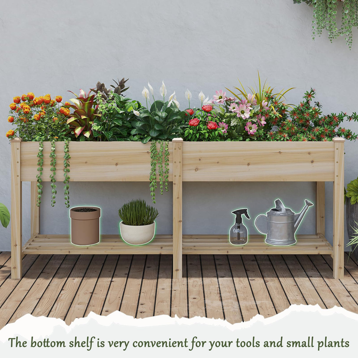 PULIJIAJU Wooden Raised Garden Bed ,Raised Planter Box with Legs, Wood Planter -Grow Herbs and Vegetables Outdoors – Naturally Rot-Resistant - Unmatched Strength Lasts Years (HCH-L) PULIJIAJU