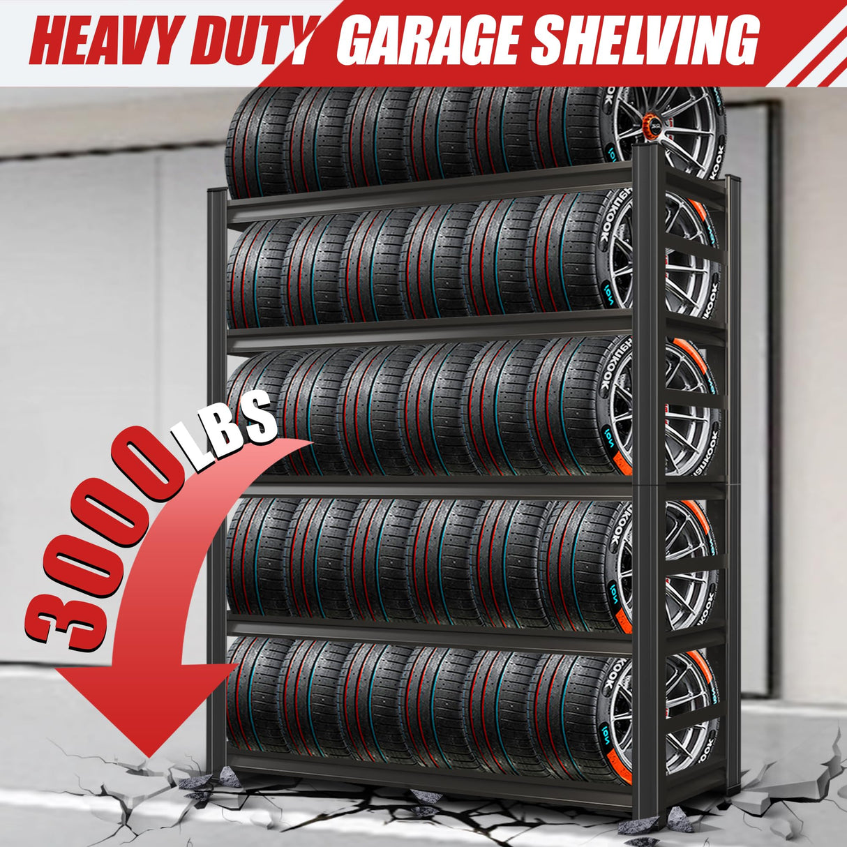72" H, 3000 lb. Heavy Duty Storage Shelving Unit | Adjustable 5-Tier Metal Garage Storage Shelves | Easy to Assemble, Storage Shelves for Basements and Garages, 72 "H*36 "W*16 "D Metallitrend