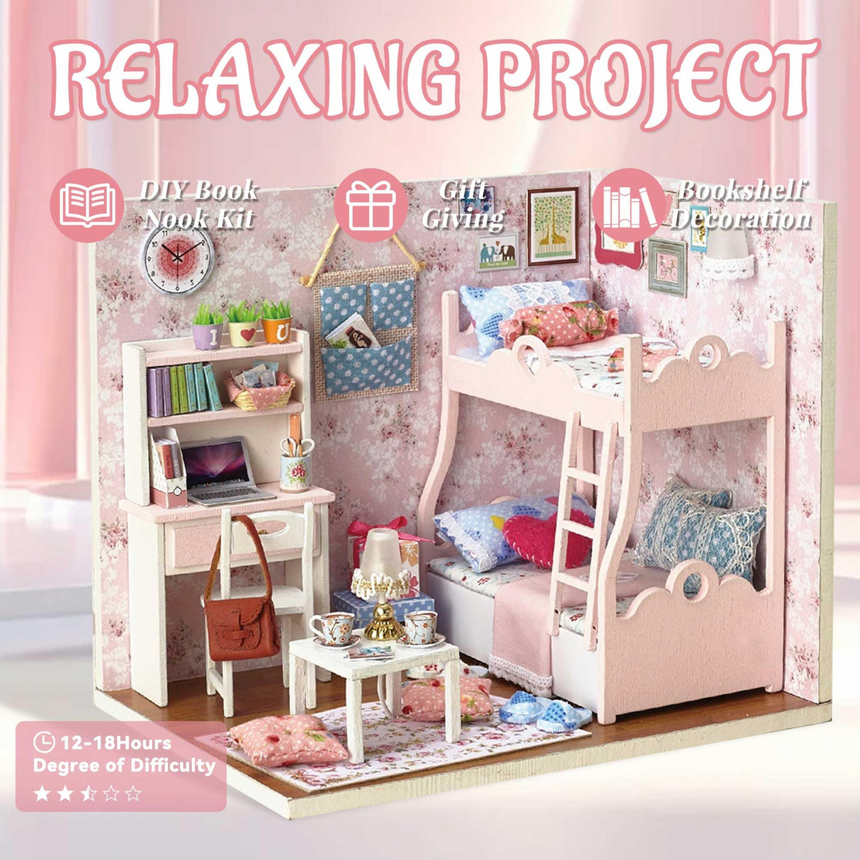 Flever Dollhouse Miniature DIY House Kit Creative Room with Furniture and Cover for Romantic Artwork Gift(Mood for Love) Flever