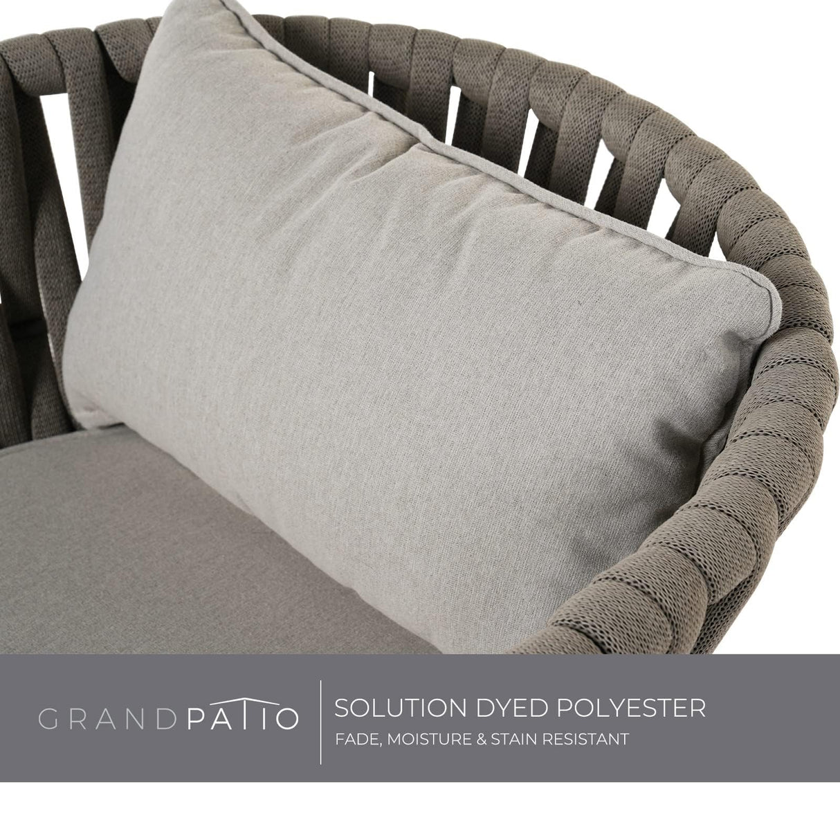 Grand patio 7-Piece Outdoor Dining Set for 6, Patio Dining Furniture Set for 6 Swivel Rope Wicker Chairs & 1 Straight Legs Rectangular Dining Faux Woodgrain Table with Umbrella Hole, Grey Grand patio