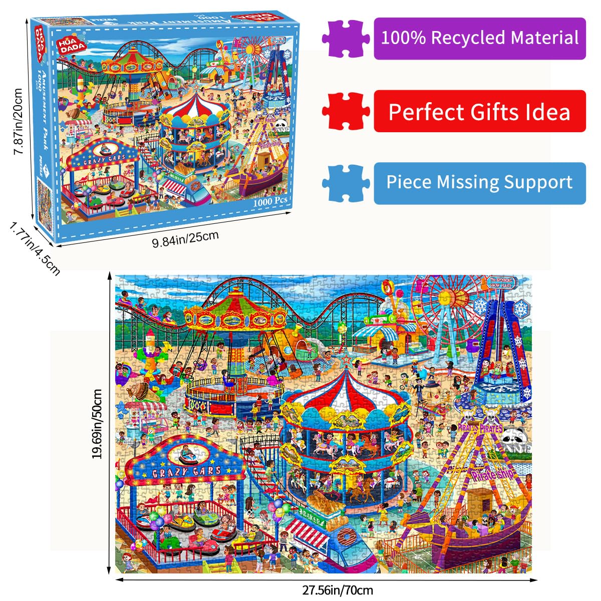 Jigsaw Puzzles for Adults 1000 Piece Puzzle for Adults 1000 Pieces Puzzle 1000 Pieces-Amusement Park HUADADA