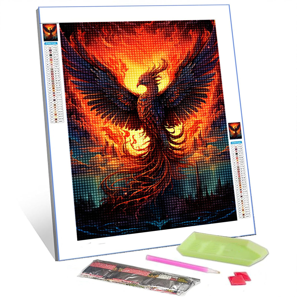 Fire Phoenix Diamond Painting DIY 5D, Numbering Kit, Animal/Wildlife Crystal Rhinestone Diamond Paintwork Mythical Creature Pictures Burning Mountain Artwork Home Decor Adults Gift(12''Wx 16''H) TUMOVO