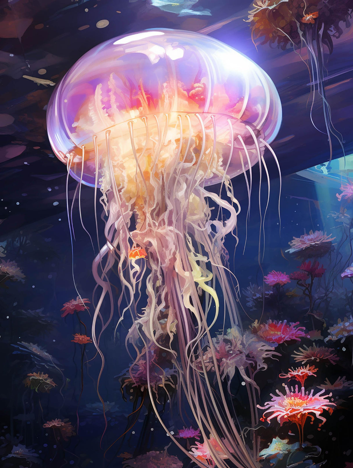 Diymood DIY 5D Diamond Painting Kits for Adults Jellyfish - Diamond Art Kits for Adults Sea Life | Full Drill Round | Crystal Mosaic Picture | Beginner | Home Wall Decor | 12x16 inch Diymood