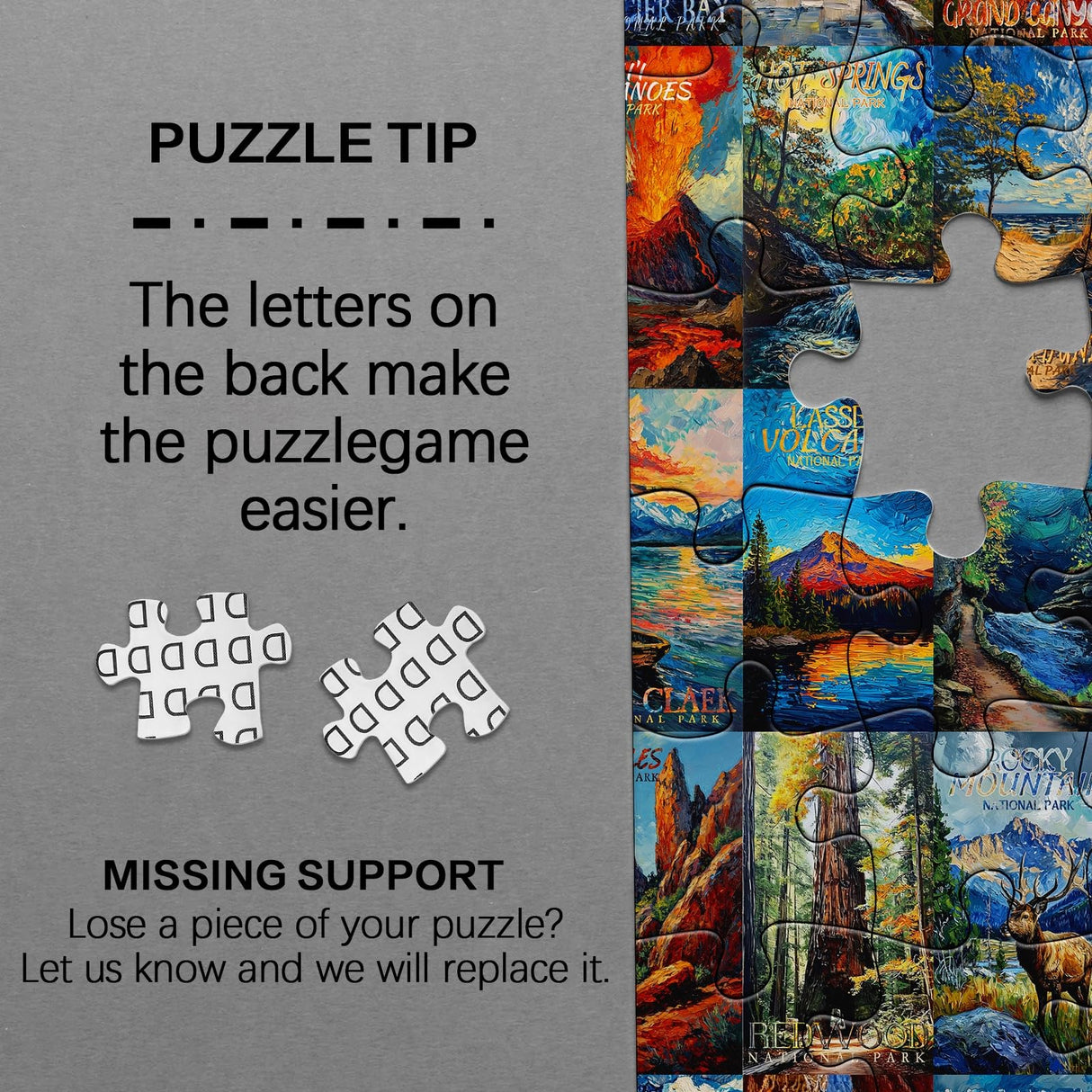 National Parks Puzzle Art Puzzles for Adults 1000 Pieces, Painting Jigsaw Puzzles Van Gogh National Park Puzzles, Volcano Yellowstone Travel Puzzles for Adults Scenery Puzzle BBOLDIN