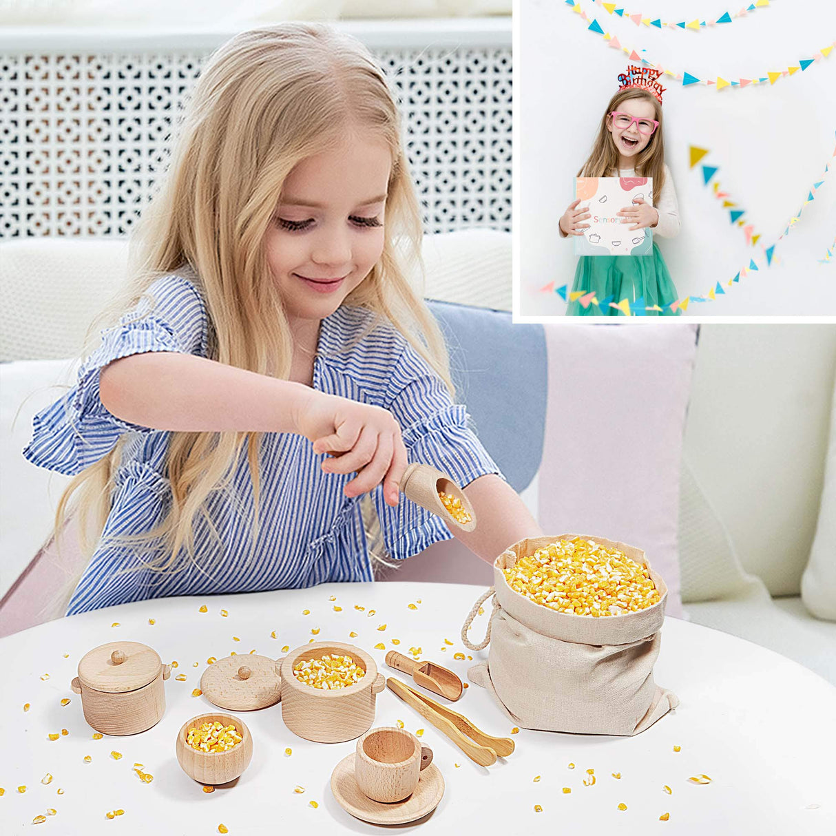 MONT PLEASANT Sensory Bin Toys for Toddlers Montessori Toys, Waldorf Toys, Pretend Play Dish and Tongs- Fine Motor Learning Toys for Sensory Table Activities MONT PLEASANT