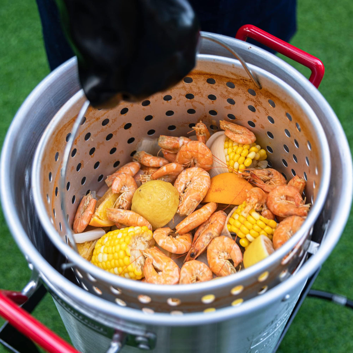 CreoleFeast TFS3010 Propane 30 Qt. Turkey and 10 Qt. Fish Fryer Boiler Steamer Set, 50,000 BTU Burner, Ideal for Outdoor Cooking Creole Feast