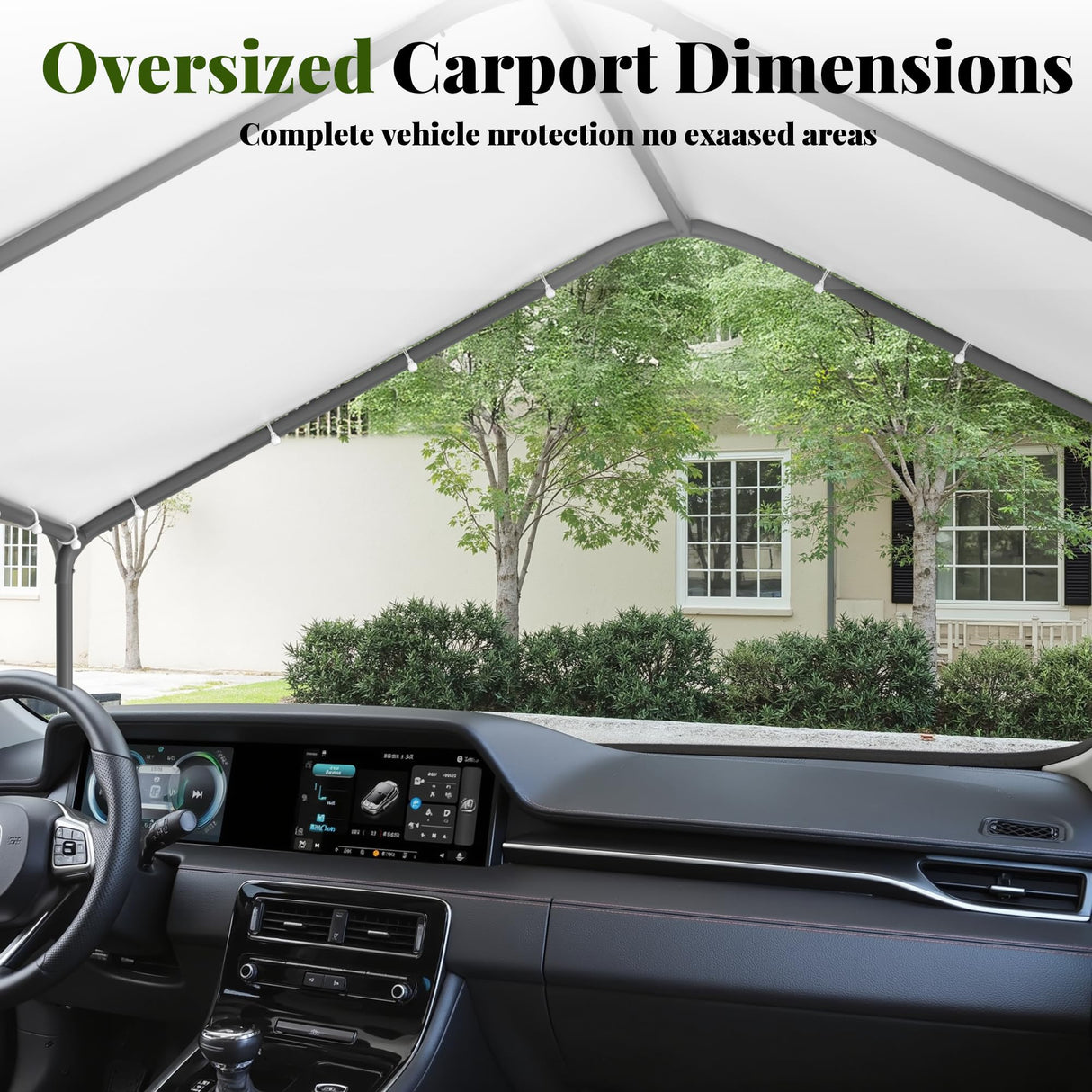 GOJOOASIS 10x20 Carport Heavy Duty Portable Garage Shelter Metal Car Canopy Tent with UV-Resistant & Weatherproof Top Cover for RV & Vehicles (White, 10x20 Without sidewalls) GOJOOASIS