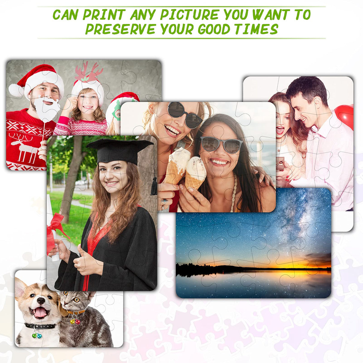 Sumind 10 Sets Blank Sublimation Puzzle Jigsaw Rectangle Heart Shaped White DIY Custom Puzzle Heat Press Thermal Transfer Puzzle Pearl Puzzle Blank Puzzle(A5-12 Rectangle) Sumind