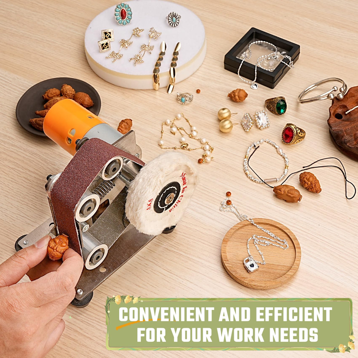Multifunctional Electric Jewelry Making Machine, 7-Adjustable Speed Jewelry Repair Sander Polisher Jewelry Making Supplies Kit - For Ring, Bead, Copper, Silver, Wood, Resin, Gemstone, Crafts Sbestily