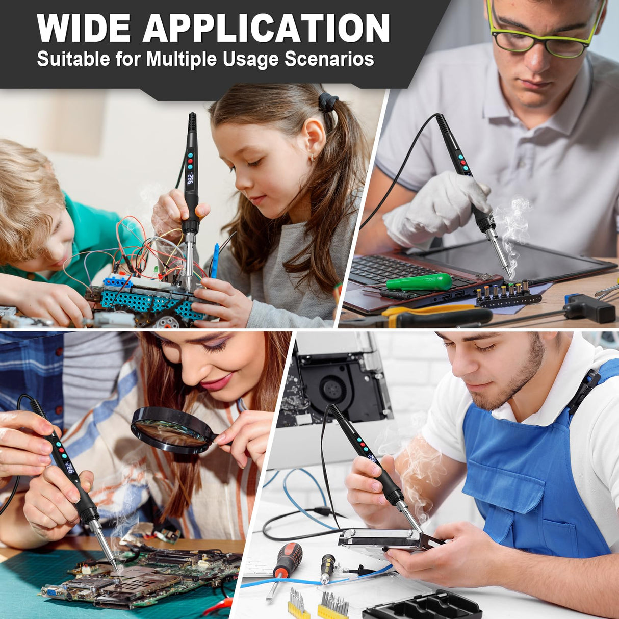 Soldering Iron Kit, 100W Soldering Gun with LED Digital Display, Adjustable Temperature 356-932â Solder Kit for Electronics, Includes Soldering Iron Tip, Solder Wire, Stand, Tweezers and Paste, Black Crtsweker