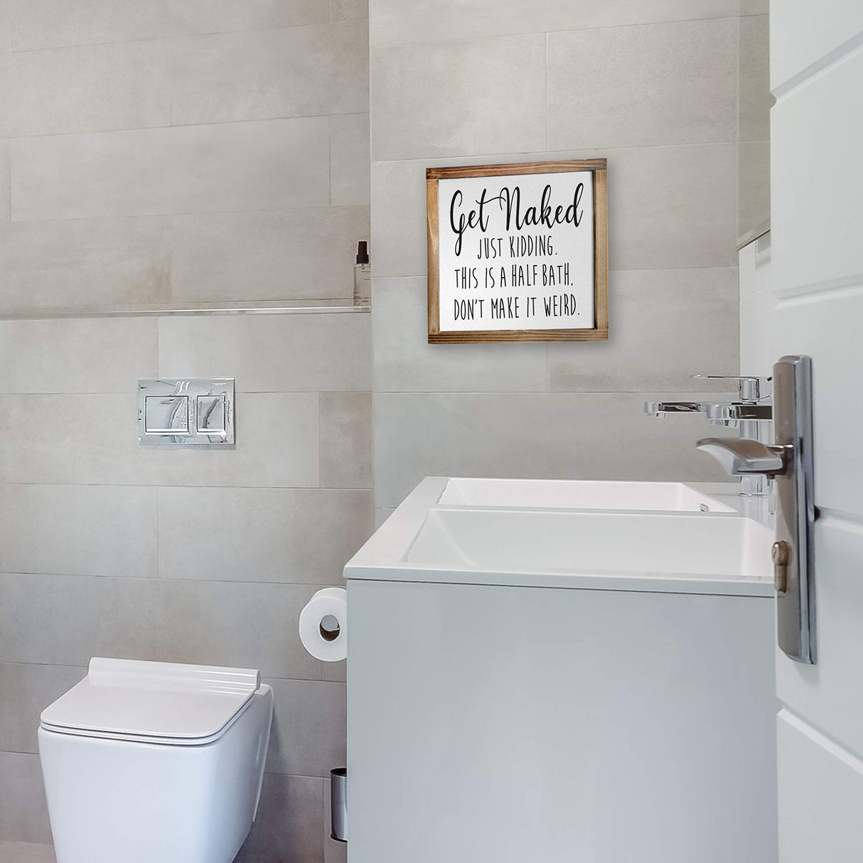 Get Naked Sign For Bathroom Decor Wall 12x12 Inch - Rustic Bathroom Get Naked Just Kidding This is a Half Bath, Bathroom Signs Decor Farmhouse MAINEVENT