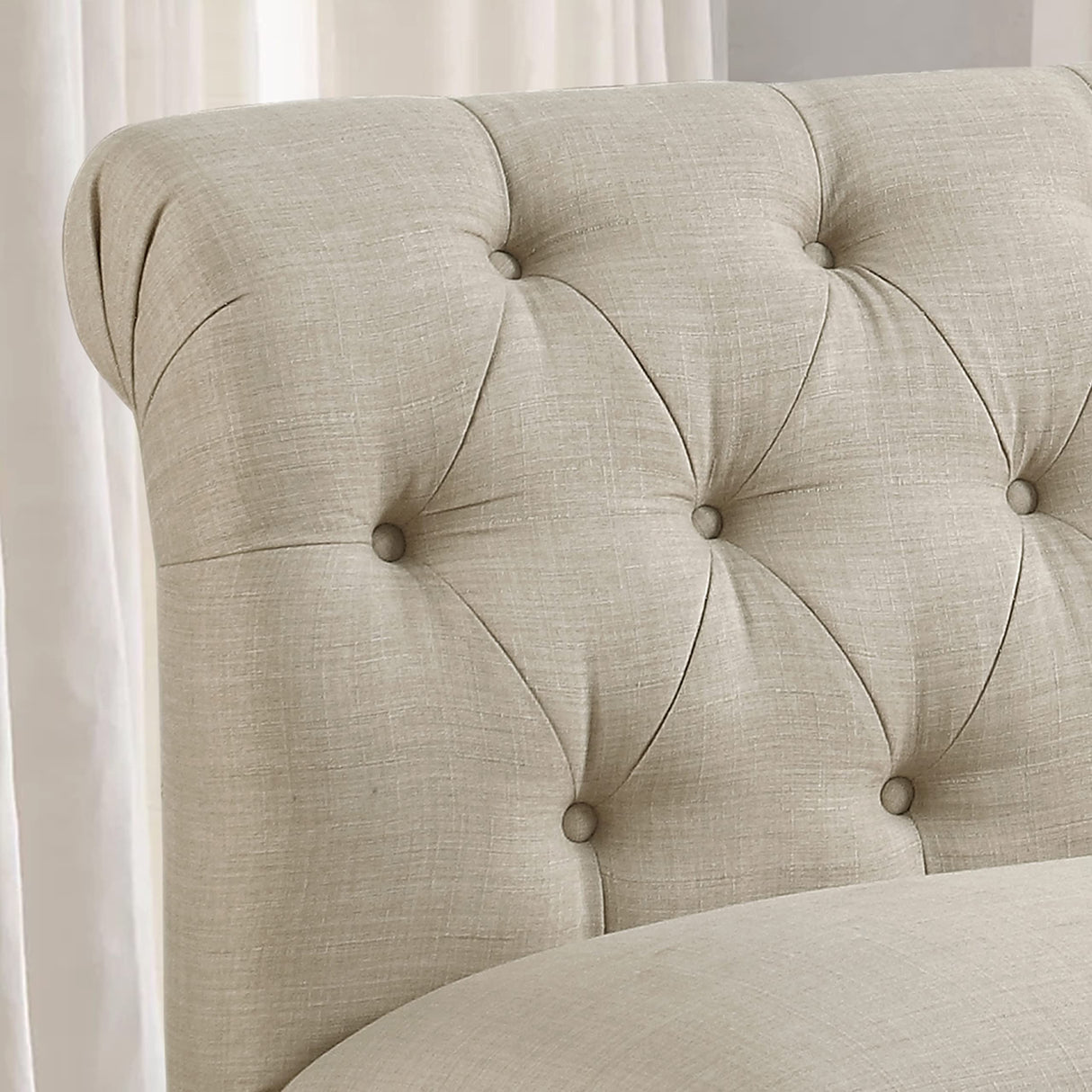 Rosevera Larkin Upholstered Tufted Fine Polyester Chair Loveseat Sofa Bench with Armless Design Easy Assembly for Living Room Bedroom, Beige Rosevera