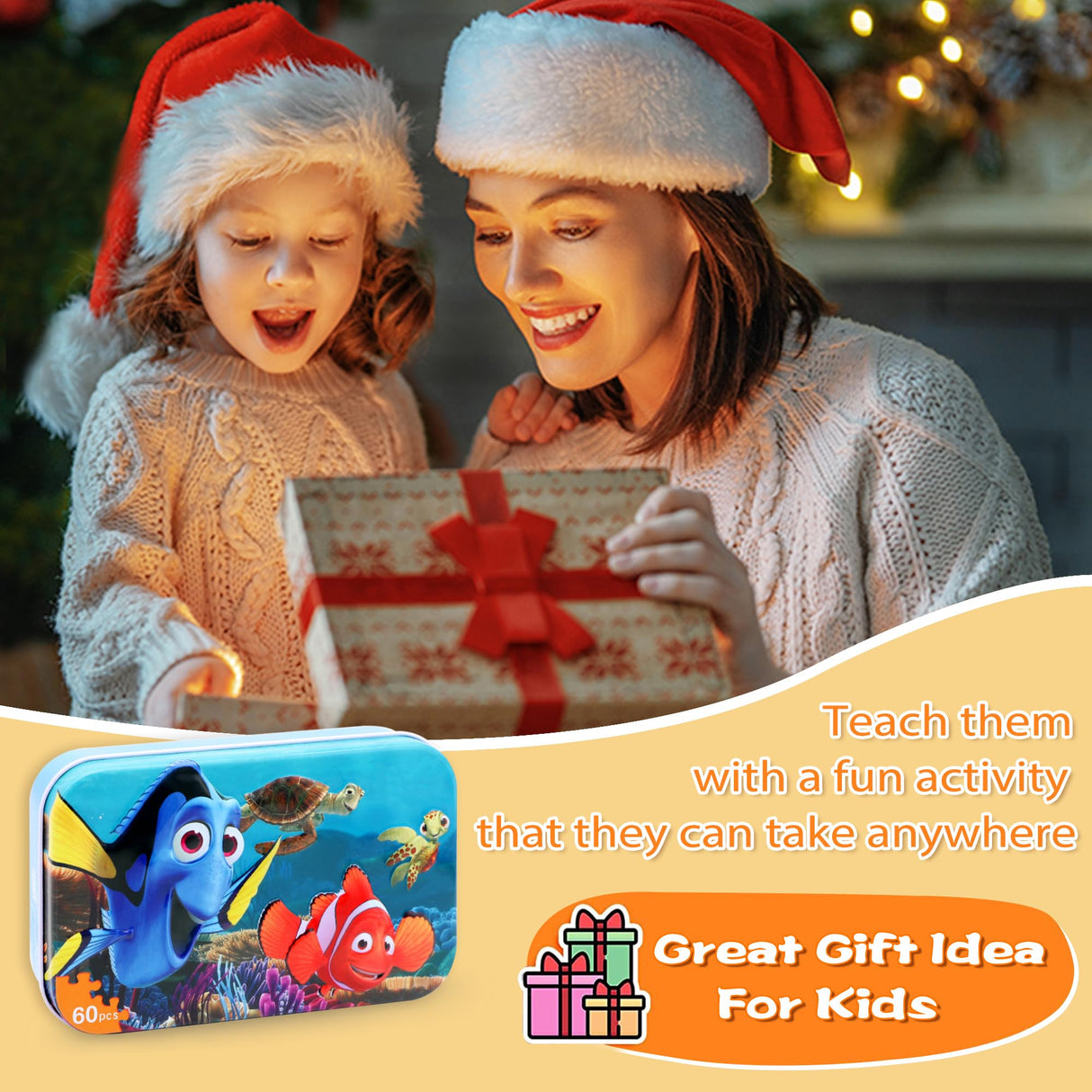 LELEMON Ocean Puzzles for Kids Ages 4-8,Underwater World 60 Piece Puzzles for Kids Ages 3-5,Children Jigsaw Puzzles Kids Puzzles in a Metal Box,Educational Learning Puzzle Toys for Girls and Boys LELEMON