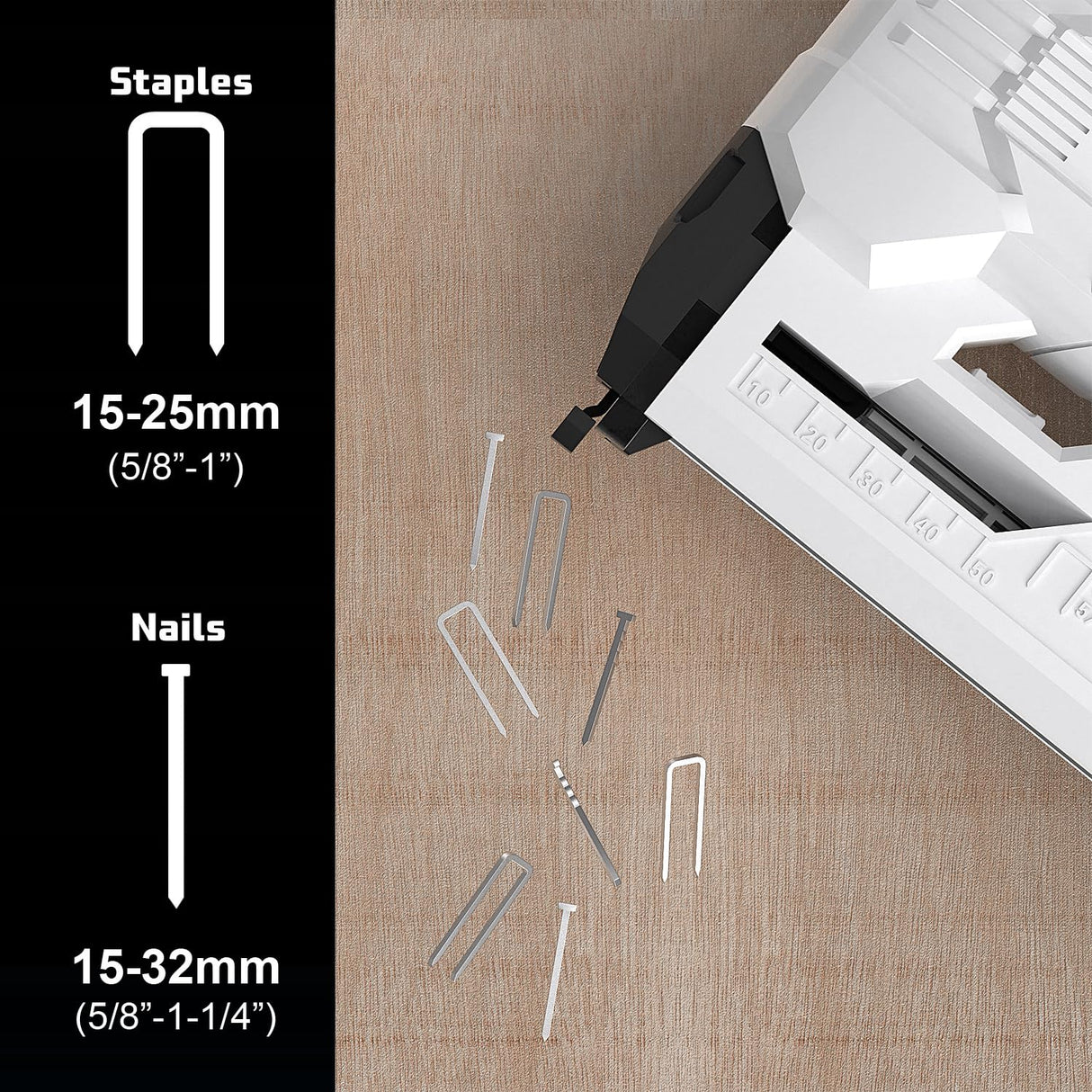 BIELMEIER 20V Nail Gun Battery Powered 18 Gauge, 2-in-1 Cordless Brad Nailer Stapler for Carpentry and Upholstery, 2.0Ah Electric Staple Gun Include Battery, Charger, 1600Pcs Staples and Nails BIELMEIER