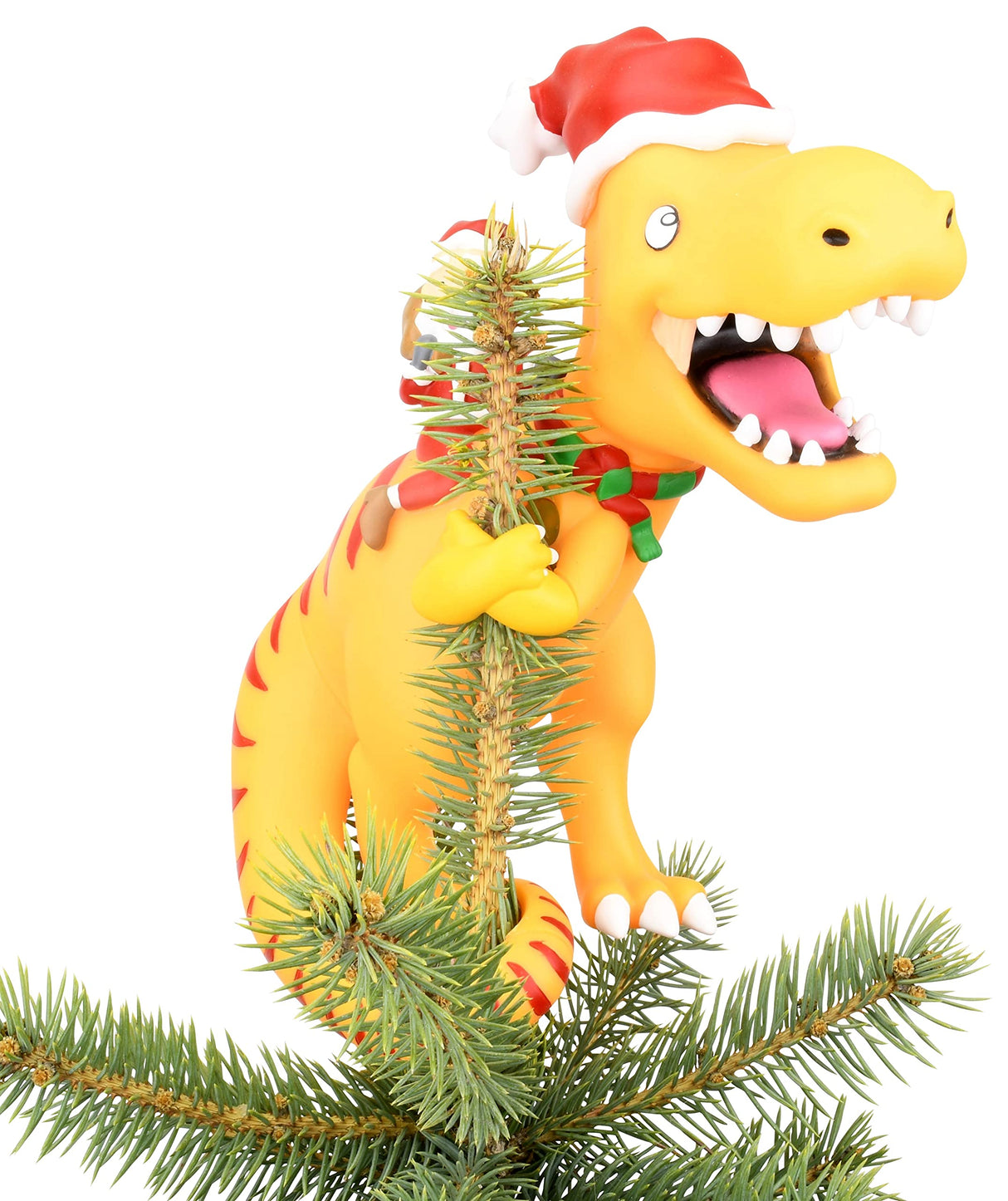 Tree Buddees Santa Riding a T-Rex Funny Christmas Tree Topper - Large 10" Tree Buddees