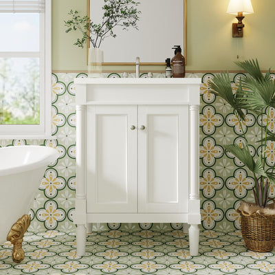 Virubi 24 Inch Bathroom Vanity with Single Sink Combo Set, Modern Bathroom Storage Cabinet with Double Soft Closing Doors, Solid Wood Frame Bathroom Vanities.
