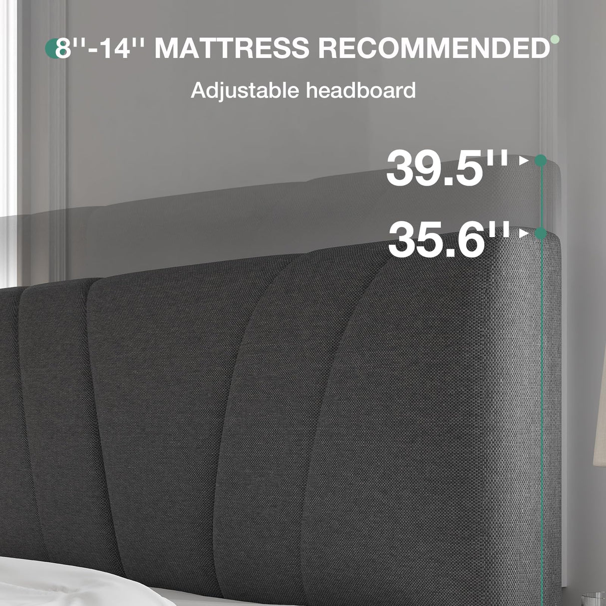 Novilla King Bed Frame and Headboard, Linen Upholstered King Size Bed Frame with Wood Slats Support, No Box Spring Needed, Heavy Duty Feet, Easy Assembly, Grey Novilla