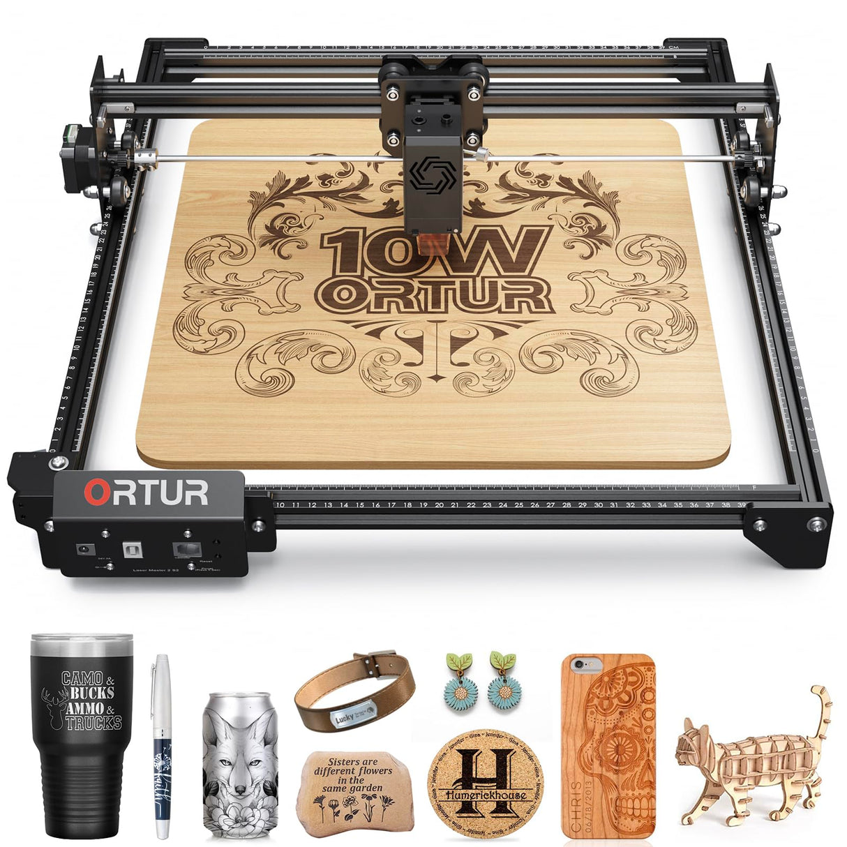 Ortur Laser Master 2 S2 LU2-10A, 10W Output Power Laser Engraver and Cutter, 0.05 x 0.1mm Compressed Spot Laser Engraver for Wood and Metal, 390 x 410mm Laser Engraving Area Ortur