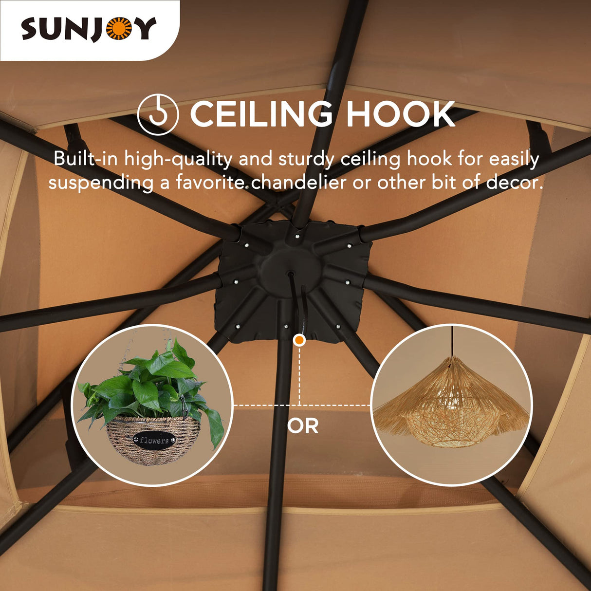 Sunjoy Pendleton 10.5 x 13 ft. 2-Tier Steel Gazebo, Tan & Brown Sunjoy