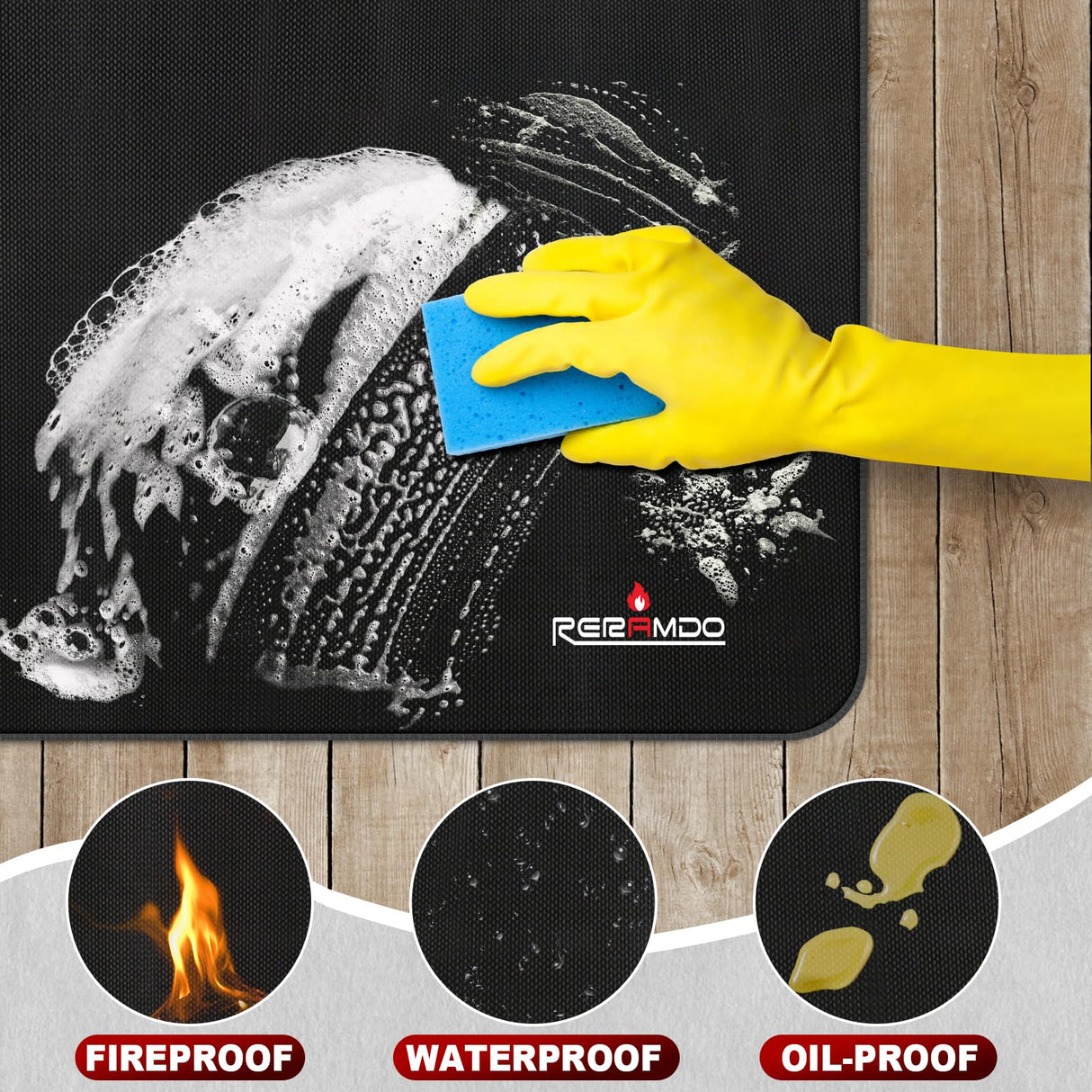 48 x 30 Inches Under Grill Mat for Outdoor Grill, Double-Sided Fireproof grill Mat, Indoor Fireplace Mat Fire Pit Mat, Waterproof Oil-Proof BBQ Floor Pads, Deck and Patio Protectors Mat RERAMDO