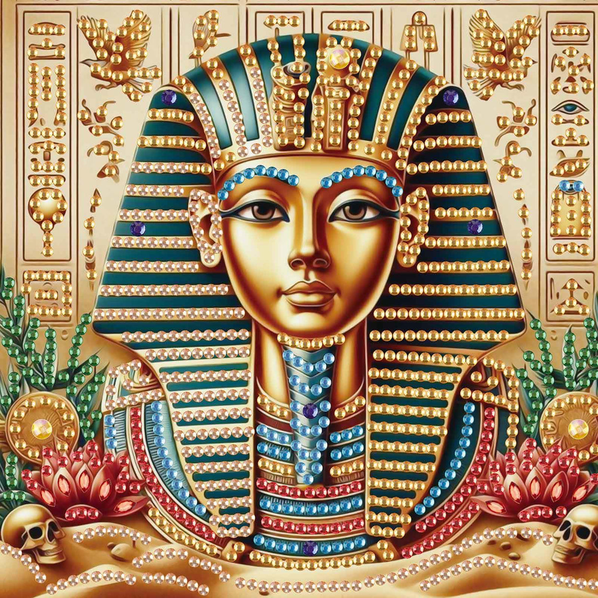 MVVMTOP Diamond Painting Kit, 5D DIY Egyptian Pharaoh, Special Shape Crystal Artificial Diamond Art Partial Mosaic Handicraft for Beginners, Wall Decor Gift for Bedroom, Office, Living Room 6.7x6.7in MVVMTOP