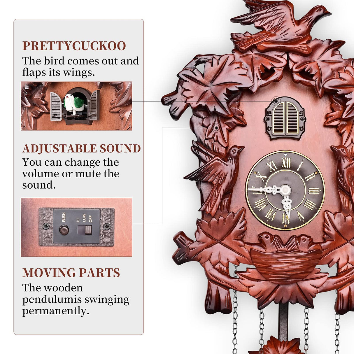 Kendal Cuckoo Clock Pendulum Quartz Wall Clock Black Forest House Home Decor Newlywed Housewarming Gifts MX316 Kendal