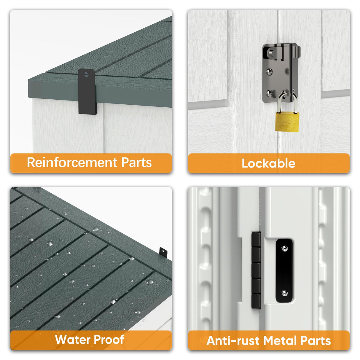 ZYJOYY 4.5 x 5.7 FT Outdoor Storage Shed, 59 Cuft Outside Waterproof Storage Cabinet, HDPE Resin Plastic 385 Gallon Outdoor Storage Container, Vertical Lockable Storage Shed, Light Grey ZYJOYY