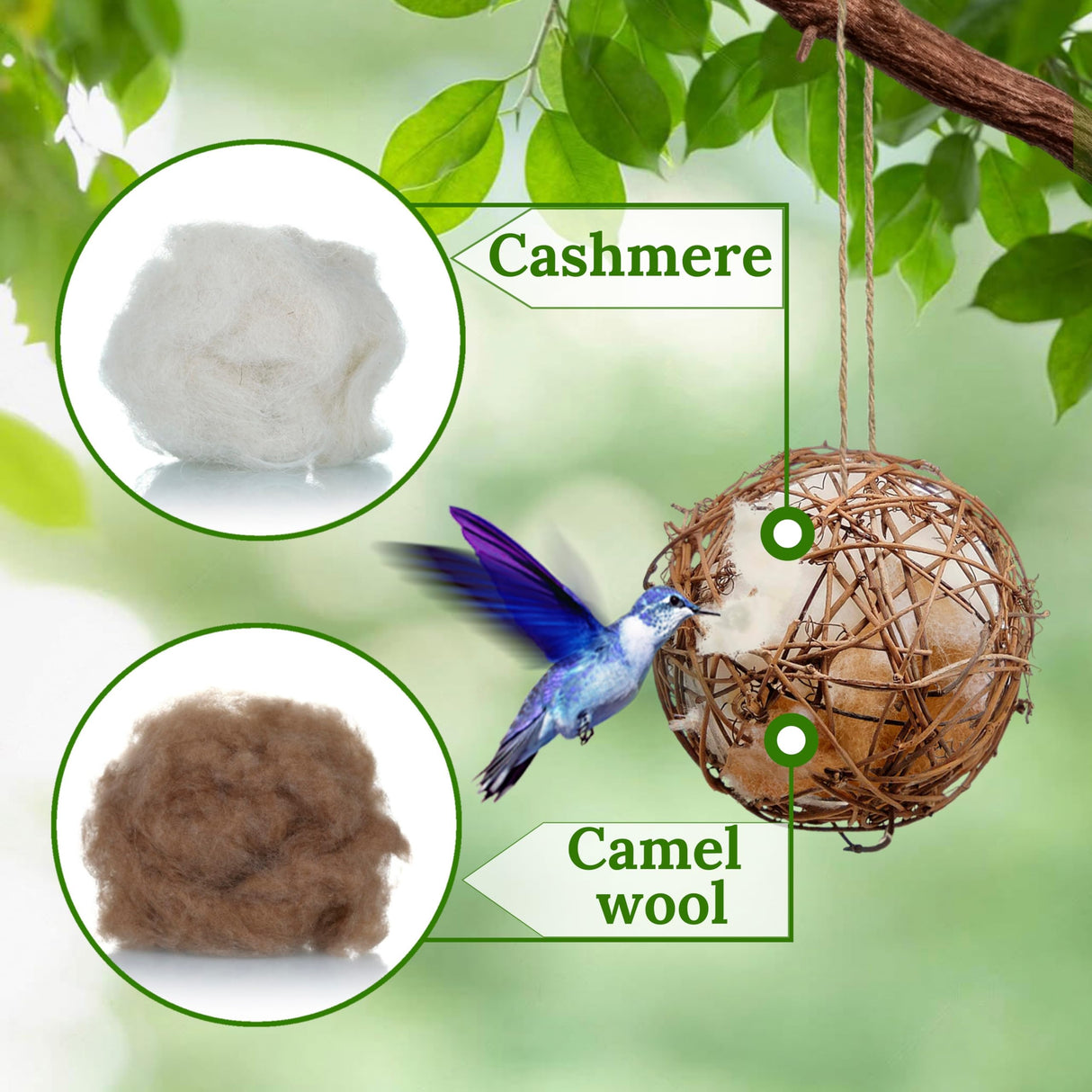 Hummingbird Nesters - Bird Nesting Material Holder for Wild Birds - Humming Bird House Materials Gifts for Bird Watching Nature Lovers - Refillable Outdoor Bird Nesting Station to Build a Nest slivche