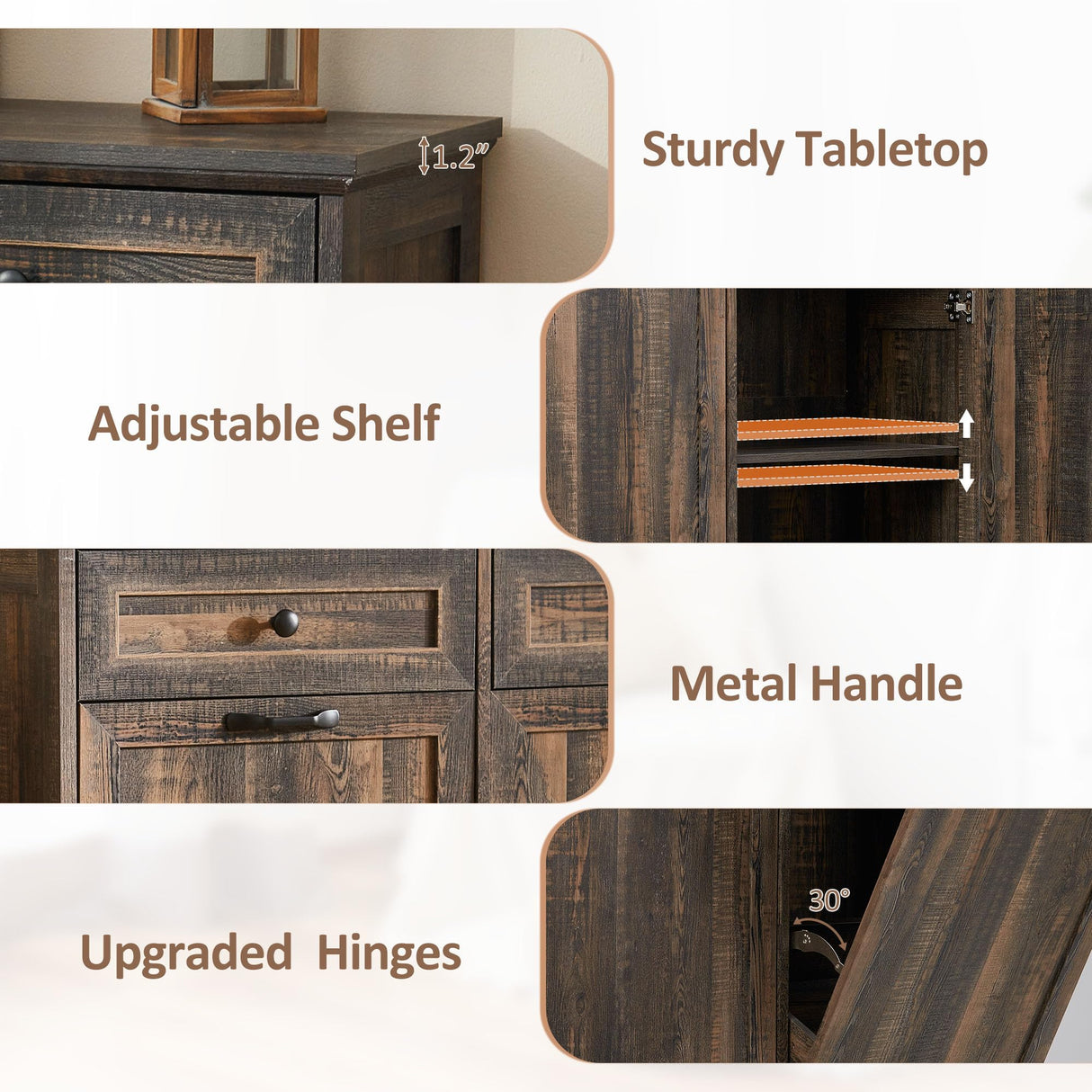 AHB 13 Gallon Tilt Out Trash Cabinet Free Standing Trash Bin Holder Recycling Cabinet with Hideaway Drawers, Pet Proof Garbage Can Cabinet for Kitchen Living Room, Rustic Brown AHB