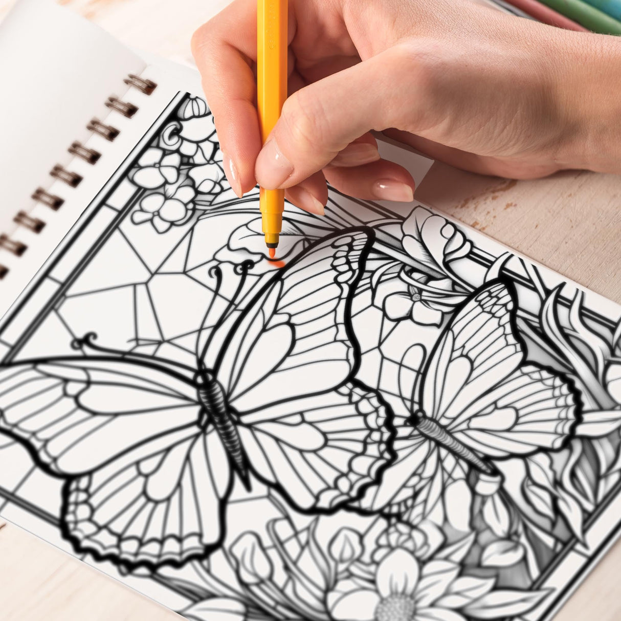 TPLHOUSE Stained Glass Insects Coloring Book Spiral Bound for Teens and Adults, Premium Cover, 30 Glass-Tinted Insects Coloring Pages of Intricate Patterns for Stress Relief and Relaxation TPLHOUSE