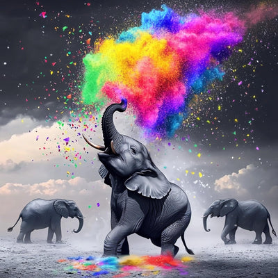 Miwixy Elephant Diamond Art Kits for Adults,Animal Diamond Painting Kits,5D Full Drill Diamond Dots Paintings,Round Diamond Art Canvas for Beginners Home Wall Decor 12 x 12 Inch