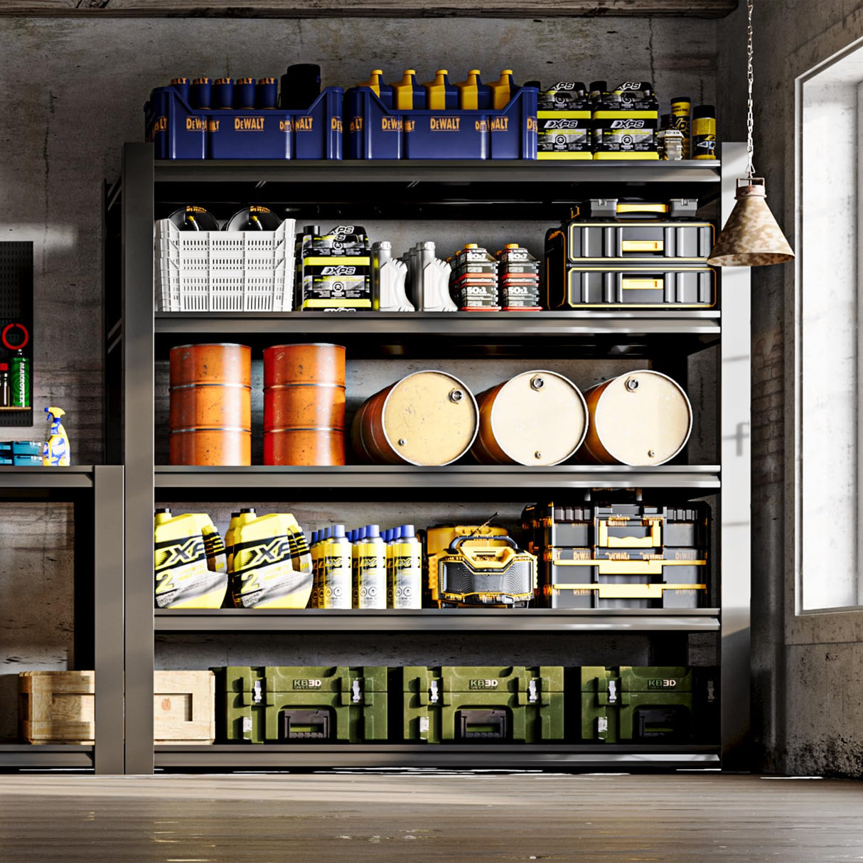 GREATMEET 84" H Heavy Duty Garage Shelves, 3000LBS Load Metal Storage Shelving, 24" D x 47" W x 84" H Storage Rack Shelf for Shed, Garage, Pantry, Basement GREATMEET