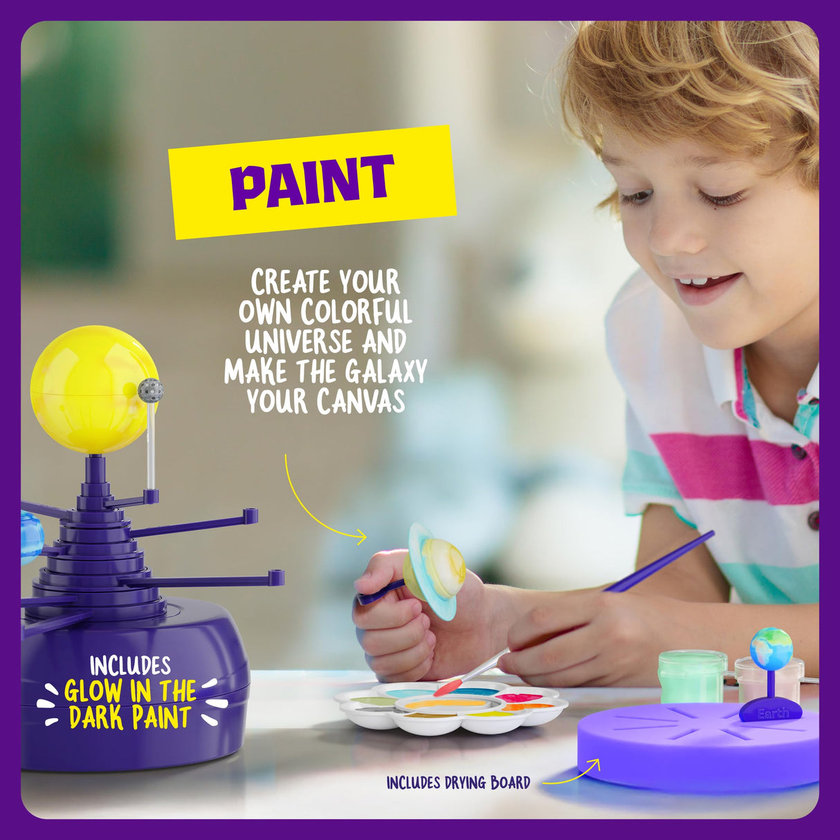 Dan&Darci 360° Orbiting Solar System for Kids - Paint & Build Model Kit - Arts and Crafts for Kid Ages 8-12, 4-6, 4-8, 6-8 - Space Toys 8-10 - Science Astronomy Gifts - Painting Craft Kits for Boys Dan&Darci