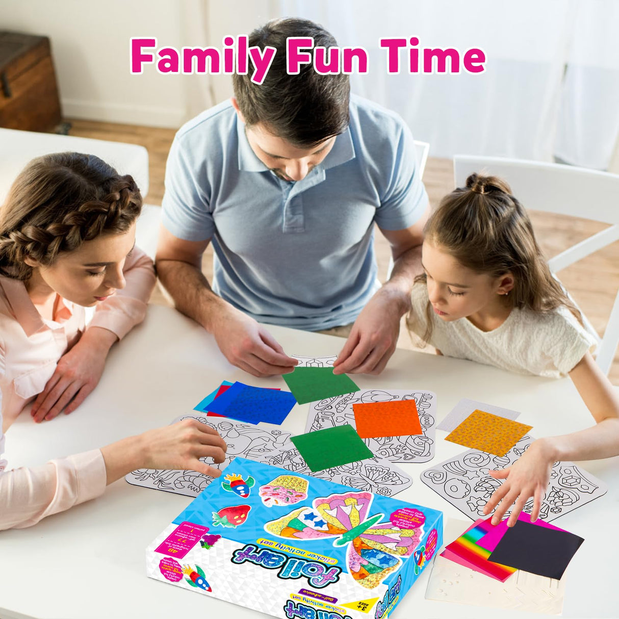 Foil Art Kit for Kids - Foils Fun Craft Kits & Supplies, No Mess Art for Kids, Foil Foam Stickers Art Craft Activity for Kid, DIY Creative Activity Birthday Christmas Gift Travel Toys for Girls Boys OTAOD